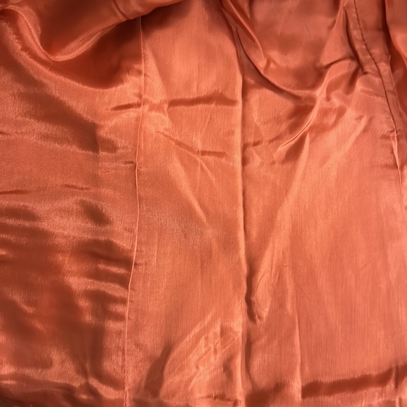 Vintage Karen Kane Light Orange Scalloped Trim Leather Jacket Smalk Petite - Picture 7 of 11